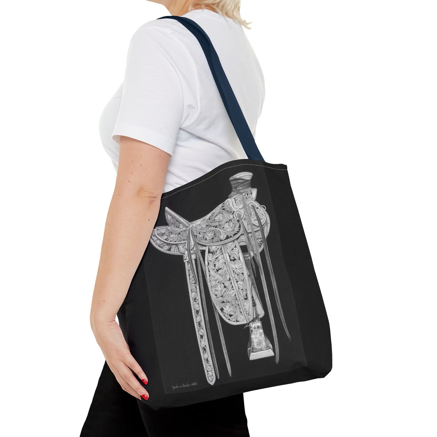 "New Saddle "  Western Style Shopping Tote, Equestrian Gift, Farmhouse Decor, Horse Lover Accessory