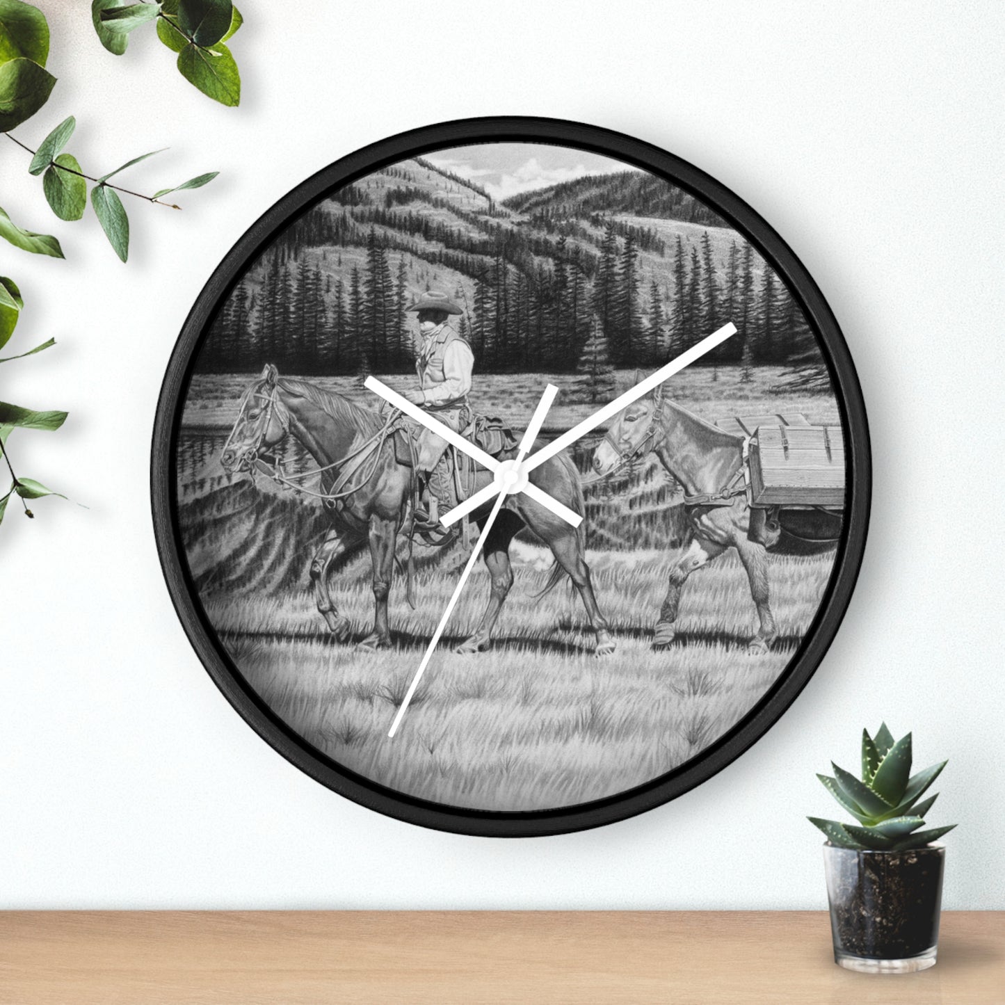 Wall Clock Vintage Farmhouse Decor, Western Theme Timepiece, Country Home Accent, Horse Lover Gift, Unique Wall Art