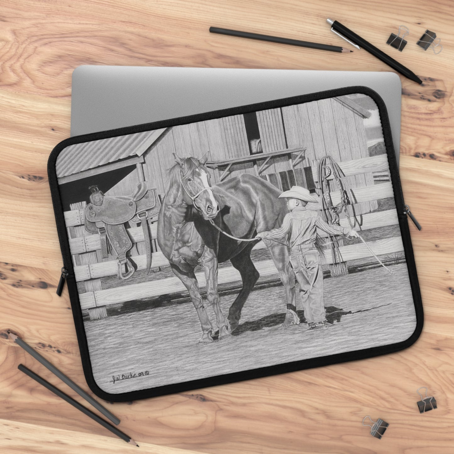 Laptop Sleeve, Western Cowpoke Case, Unique Gift for Ranch Lovers, Rodeo Accessories, Durable Tech Cover