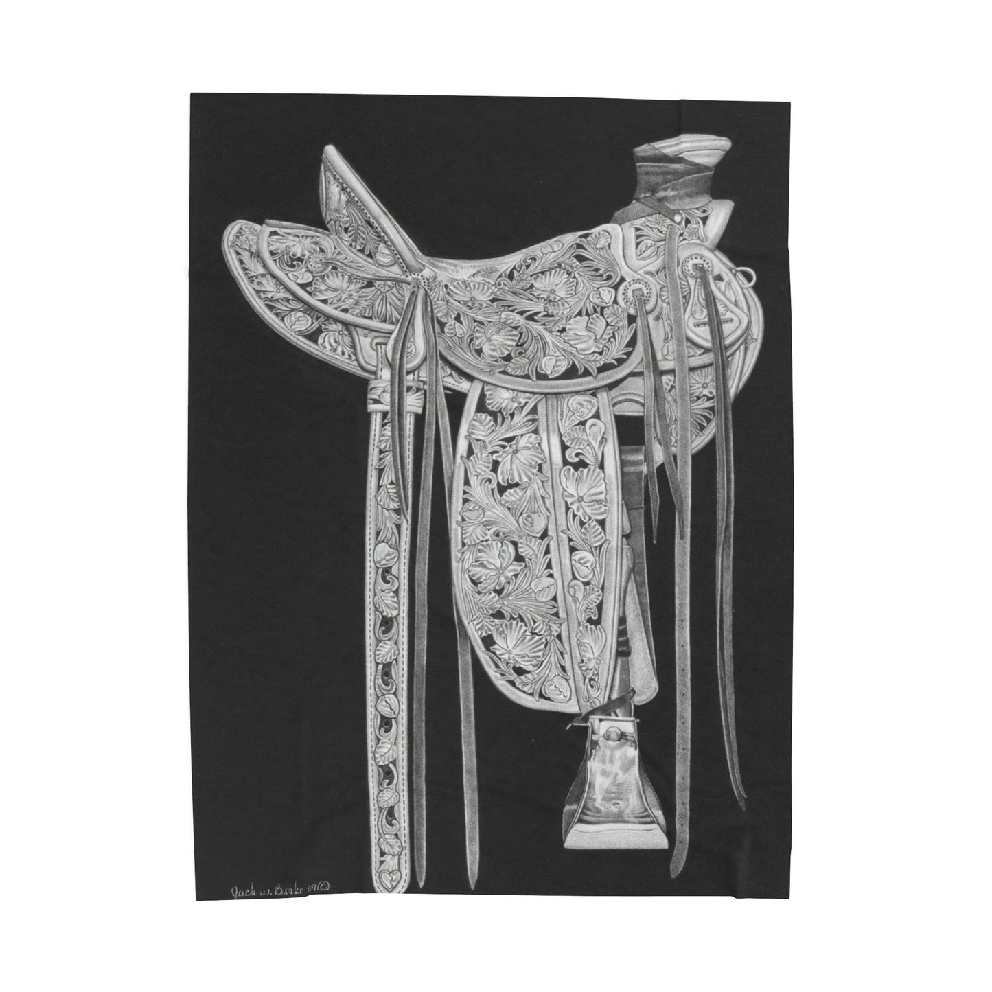 "New Saddle"  Cozy Cowboy Velveteen Plush Blanket | Western Decor, Gift for Horse Lovers