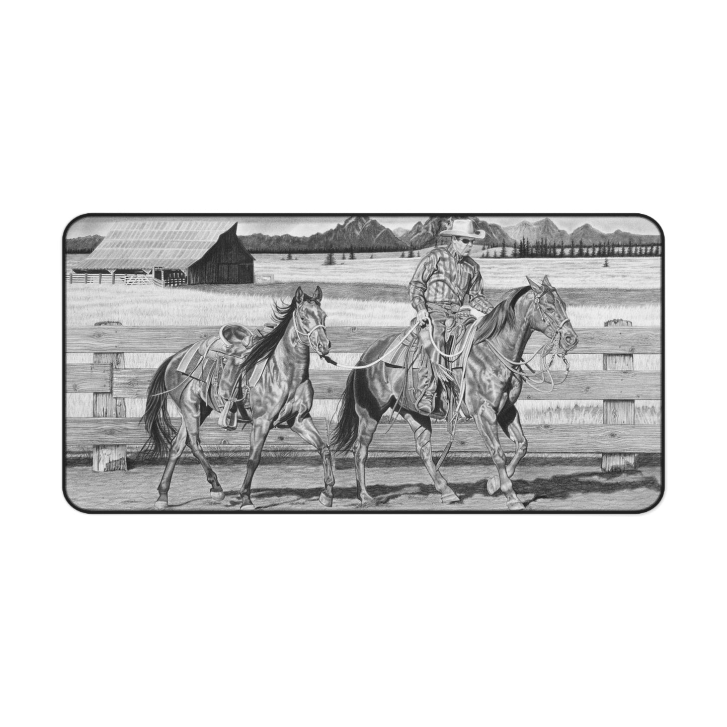 Desk Mat - Western Decor, Cowboy Office Accessory, Horse Lovers Gift, Stylish Computer Mat, Rustic Home Office
