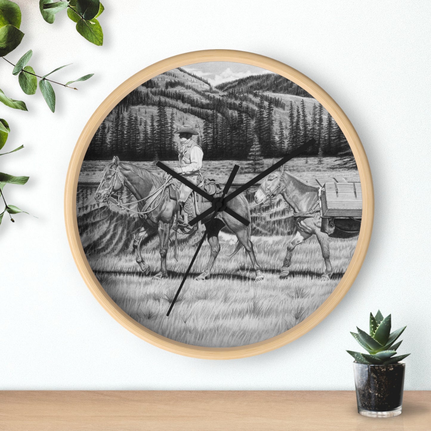 Wall Clock Vintage Farmhouse Decor, Western Theme Timepiece, Country Home Accent, Horse Lover Gift, Unique Wall Art