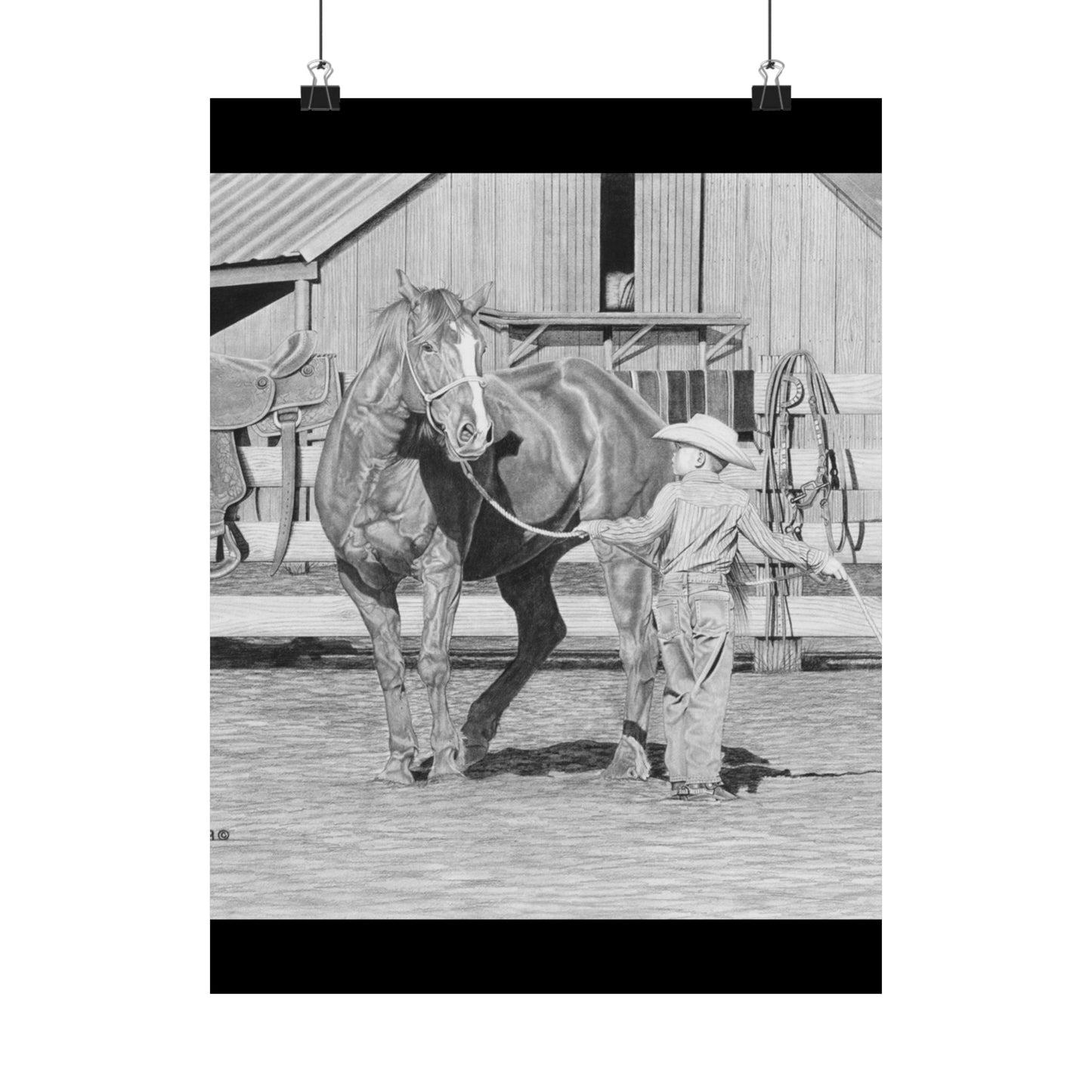 "Tall Task for a little Cawboy" Matte Vertical Posters
