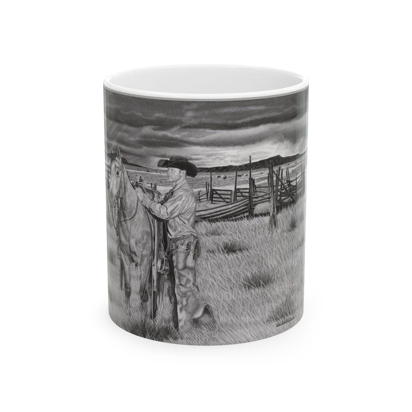 "The coming Storm"  Rustic Horse Lover Mug, Cowboy Decorative Coffee Cup, Horseback Riding Gift, Country Home Decor, Equestrian Tea Mug