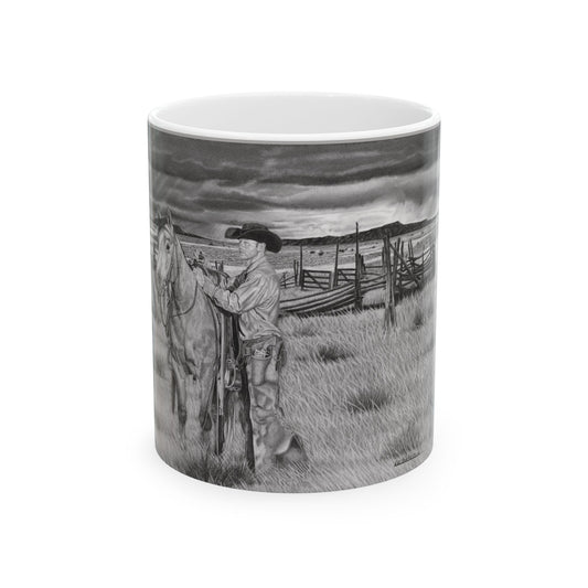 "The coming Storm"  Rustic Horse Lover Mug, Cowboy Decorative Coffee Cup, Horseback Riding Gift, Country Home Decor, Equestrian Tea Mug