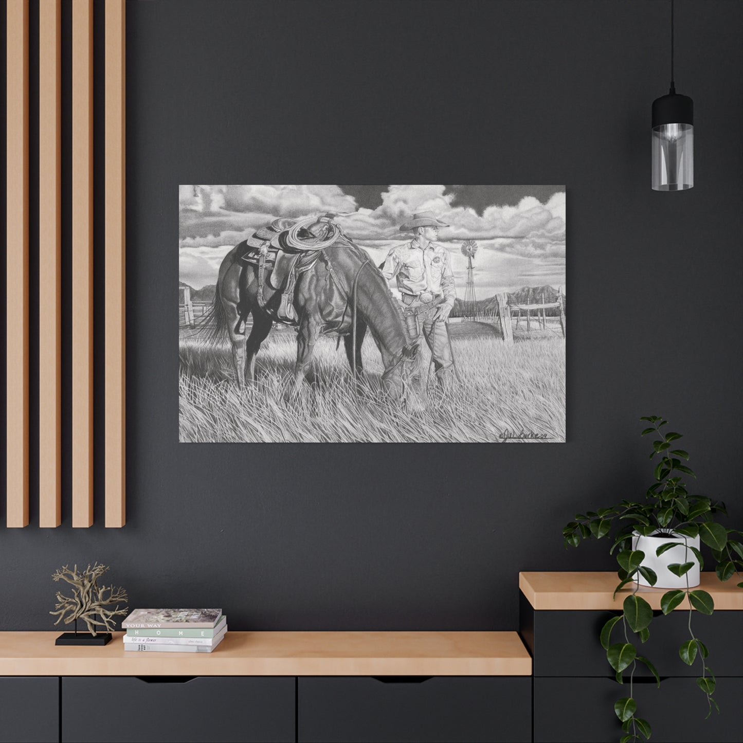 Young Cowboy Dream western art on canvas