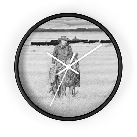 "The Passing Storm" Cowboy Wall Clock - Vintage Farmhouse Decor, Western Theme Timepiece, Country Home Accent, Horse Lover Gift, Unique Wall Art