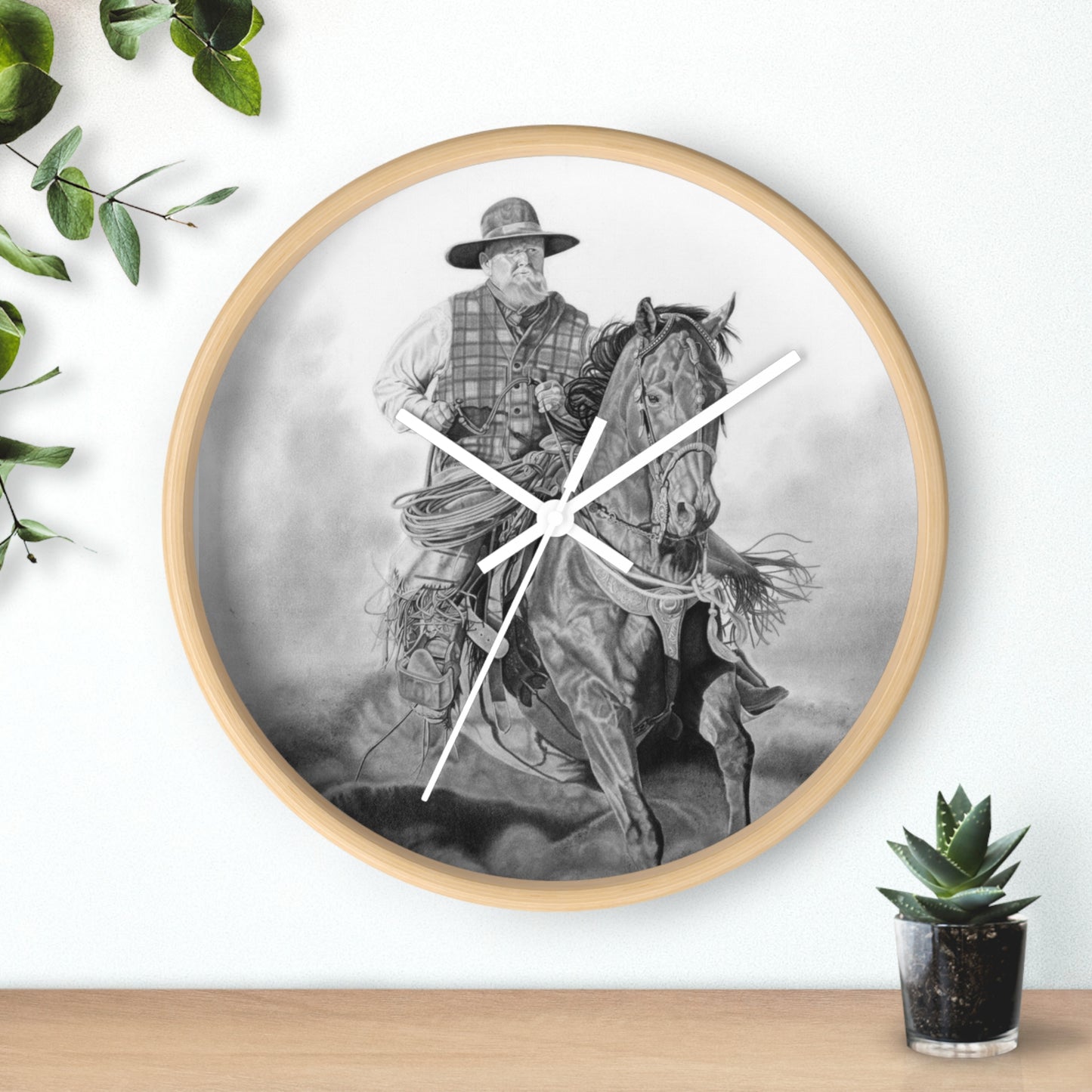 Wall Clock - Vintage Farmhouse Decor, Western Theme Timepiece, Country Home Accent, Horse Lover Gift, Unique Wall Art