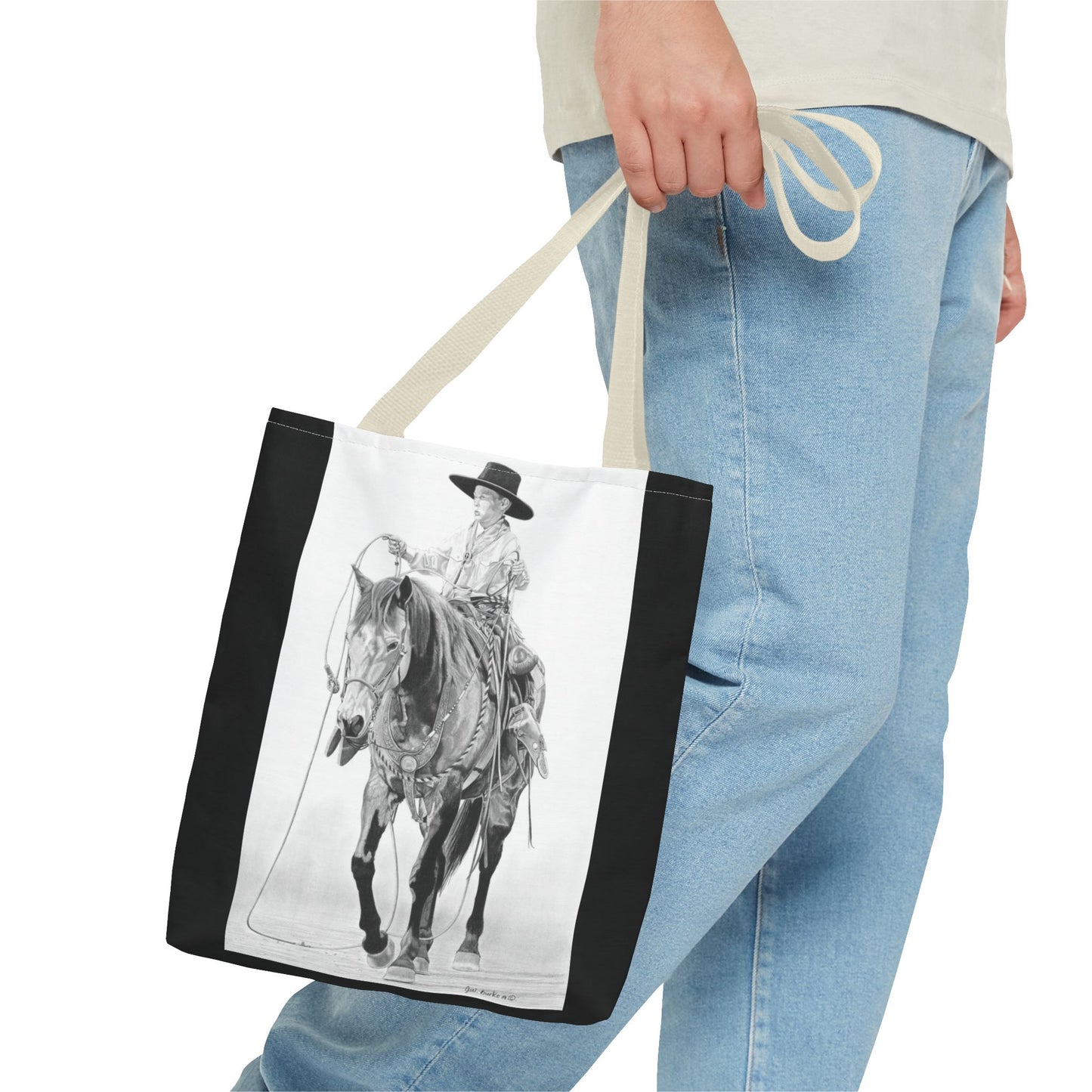 "Young Cowboy " Tote Bag, Western Style Shopping Tote, Equestrian Gift, Farmhouse Decor, Horse Lover Accessory