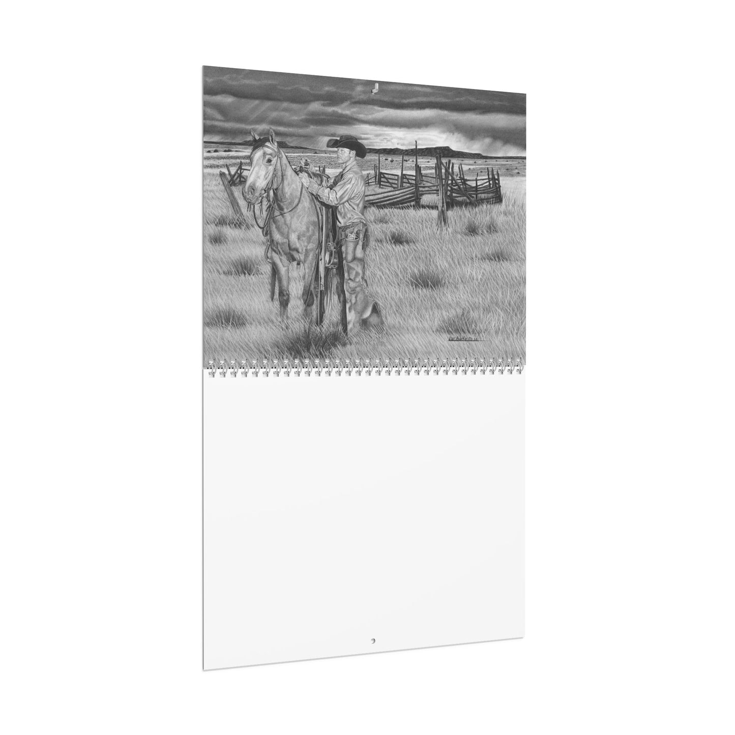 Western Cowboy Sketches Wall Calendar 2026, Horse Ranch Art Calendar