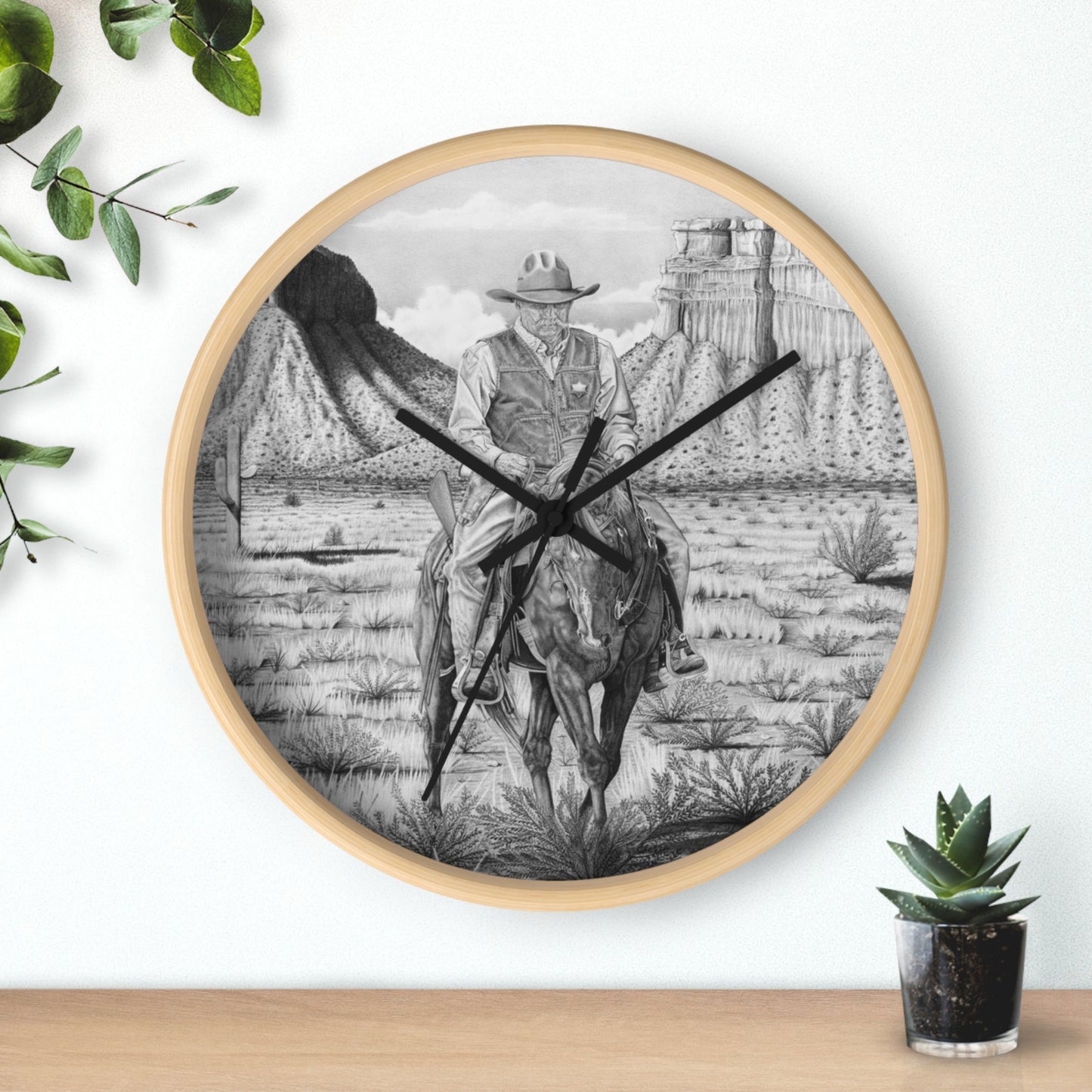 Wall Clock - Vintage Farmhouse Decor, Western Theme Timepiece, Country Home Accent, Horse Lover Gift, Unique Wall Art