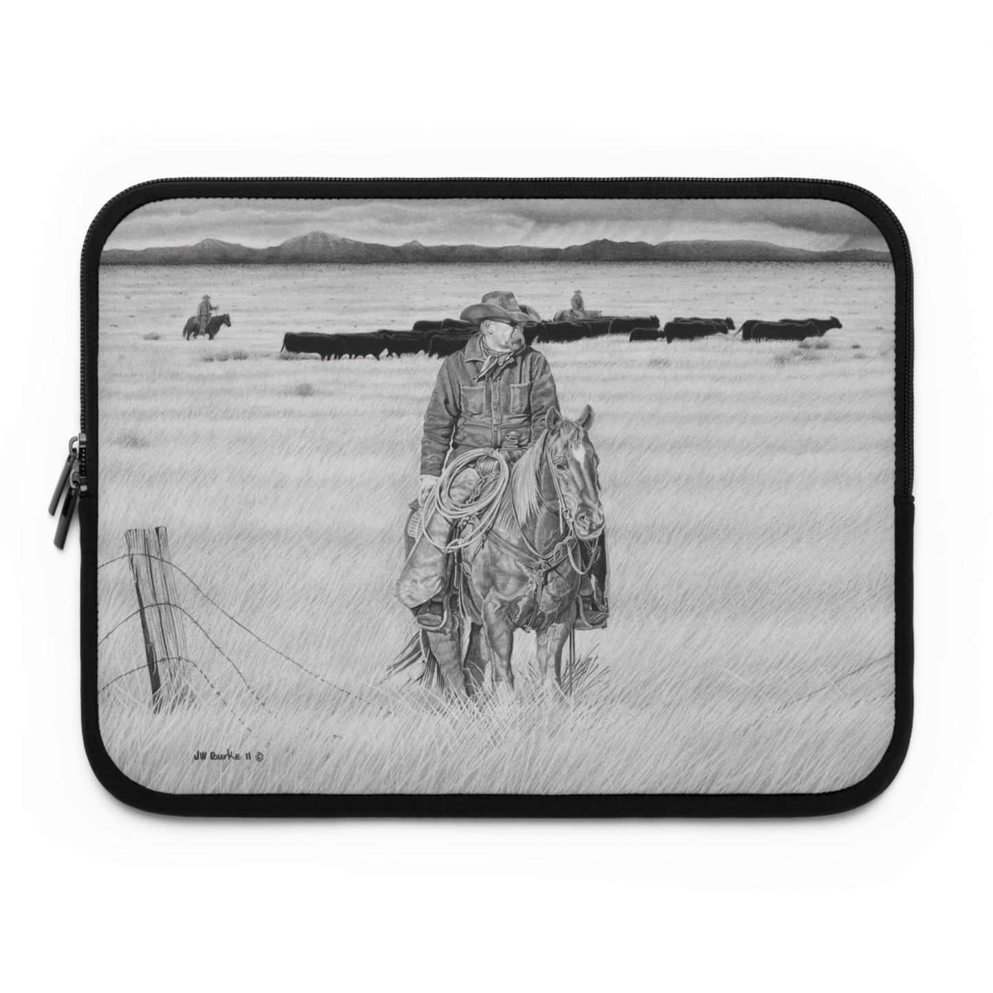 "The Passing Storm" Rustic Cowboy Laptop Sleeve, Western Cowpoke Case, Unique Gift for Ranch Lovers, Rodeo Accessories, Durable Tech Cover