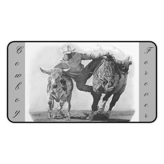 "Cowboy Life #1" Rustic Horseman Desk Mat - Western Decor, Cowboy Office Accessory, Horse Lovers Gift, Stylish Computer Mat, Rustic Home Office