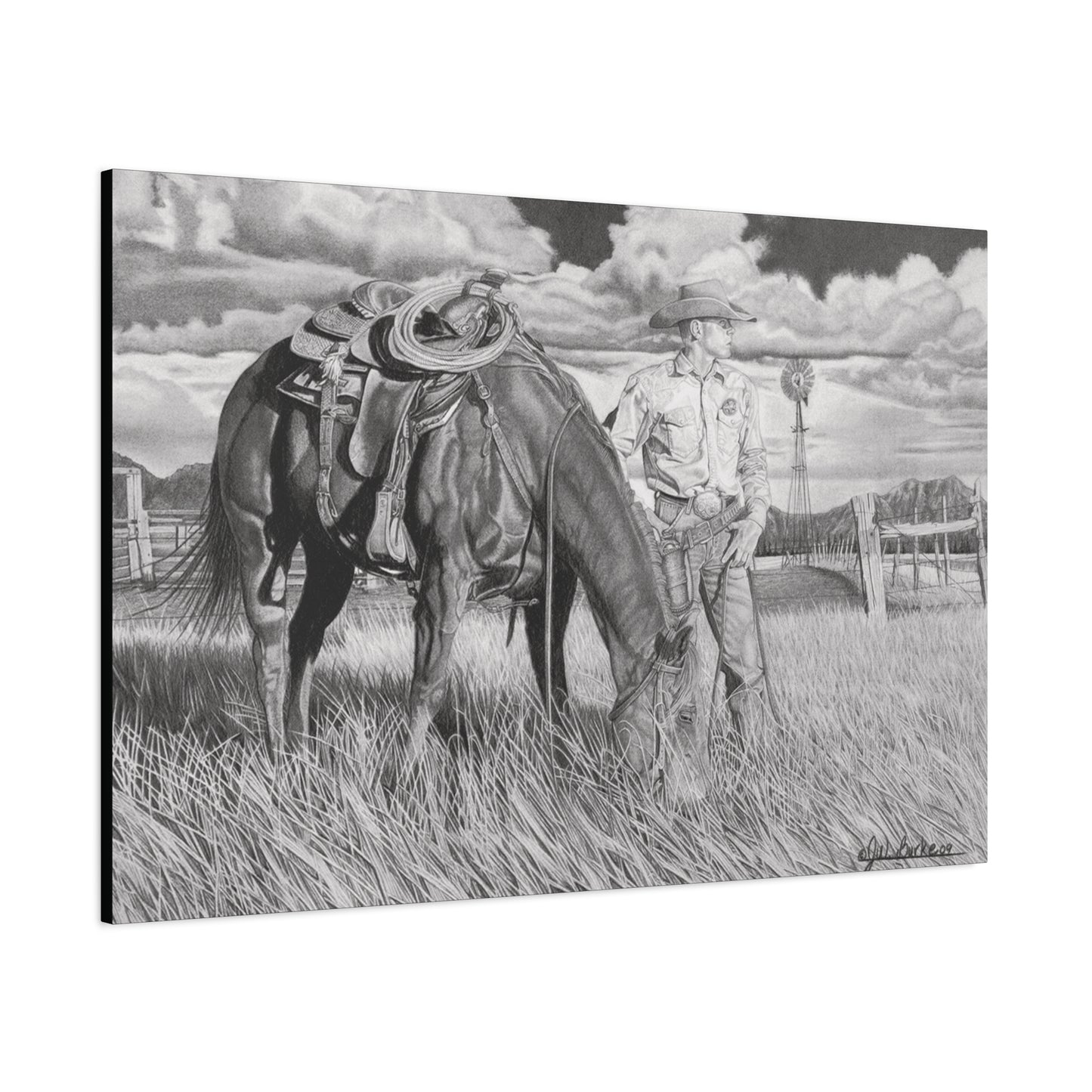 Young Cowboy Dream western art on canvas