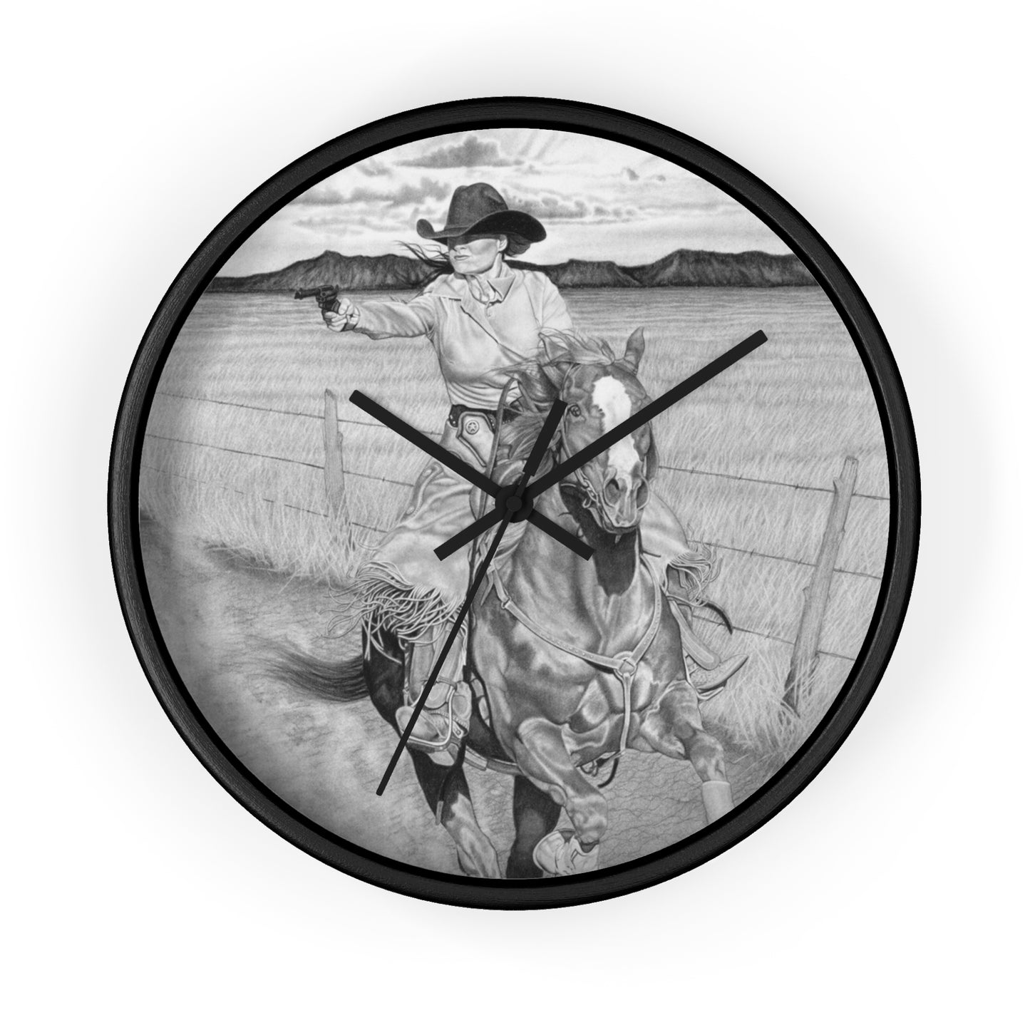 Wall Clock - Vintage Farmhouse Decor, Western Theme Timepiece, Country Home Accent, Horse Lover Gift, Unique Wall Art