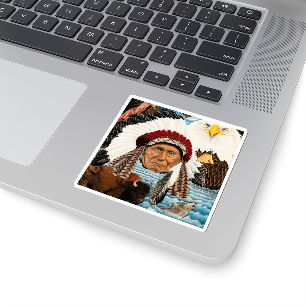 Native American Chief Sticker — Eagle, Buffalo & Spirit Nature Kiss-Cut Decal