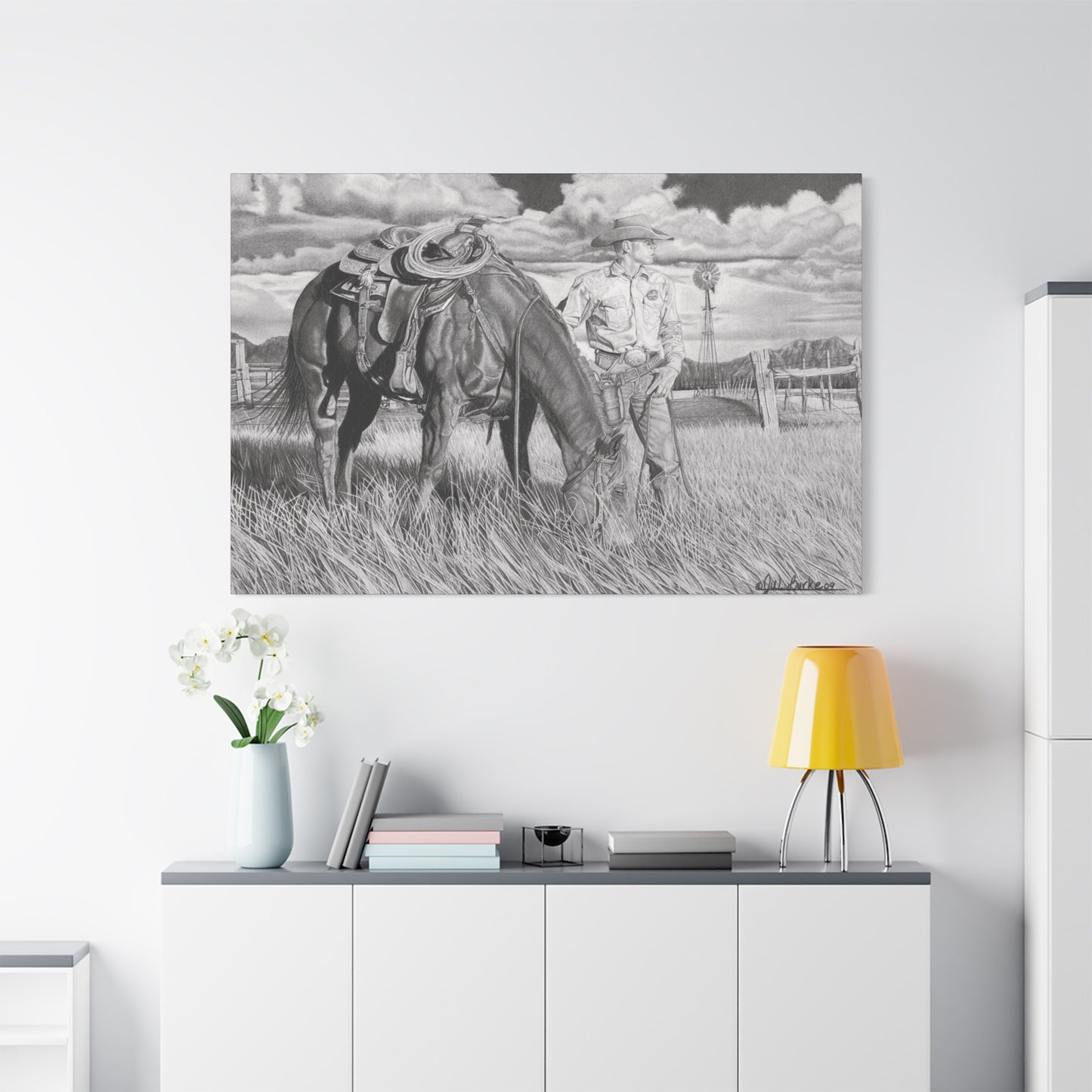 Young Cowboy Dream western art on canvas