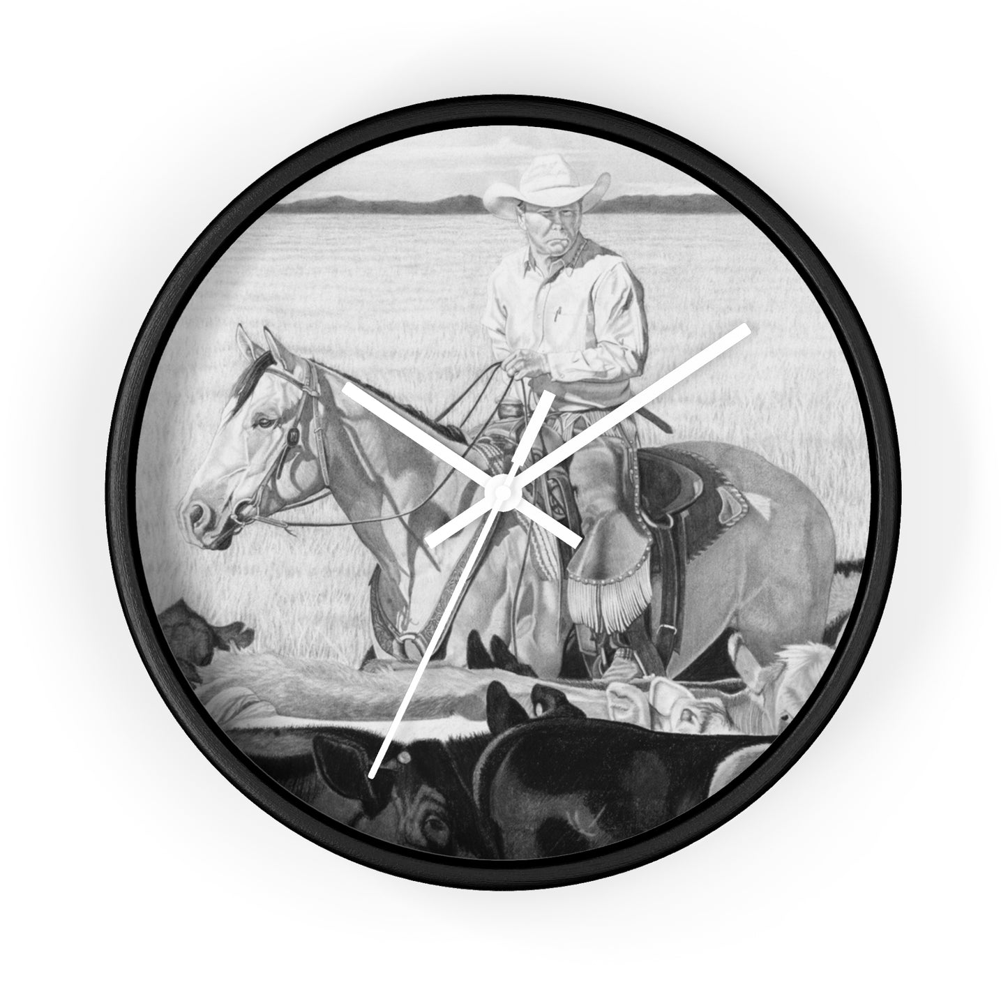 Wall Clock - Vintage Farmhouse Decor, Western Theme Timepiece, Country Home Accent, Horse Lover Gift, Unique Wall Art