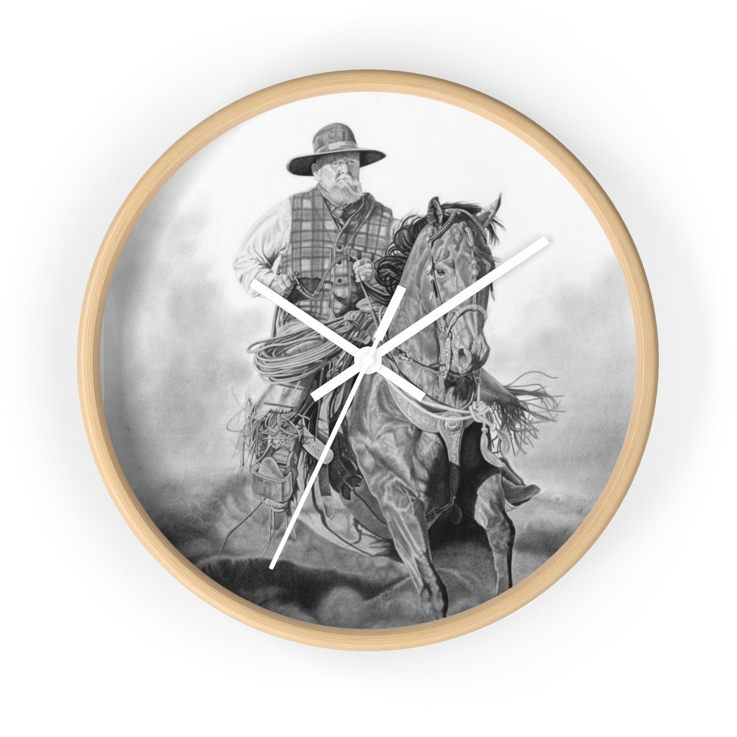 Wall Clock - Vintage Farmhouse Decor, Western Theme Timepiece, Country Home Accent, Horse Lover Gift, Unique Wall Art