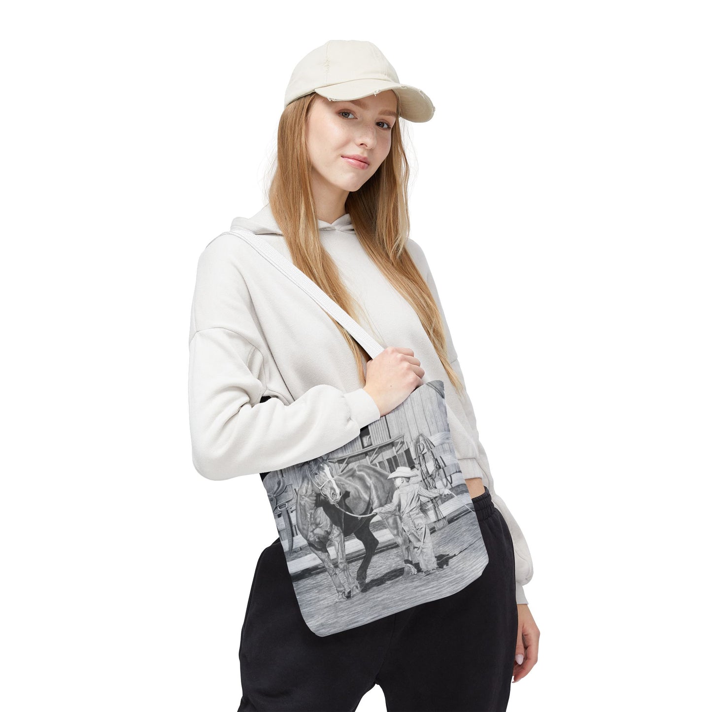 "Tall Task for a Little  Cowboy"  Tote Bag, Western Style Shopping Tote, Equestrian Gift, Farmhouse Decor, Horse Lover Accessory