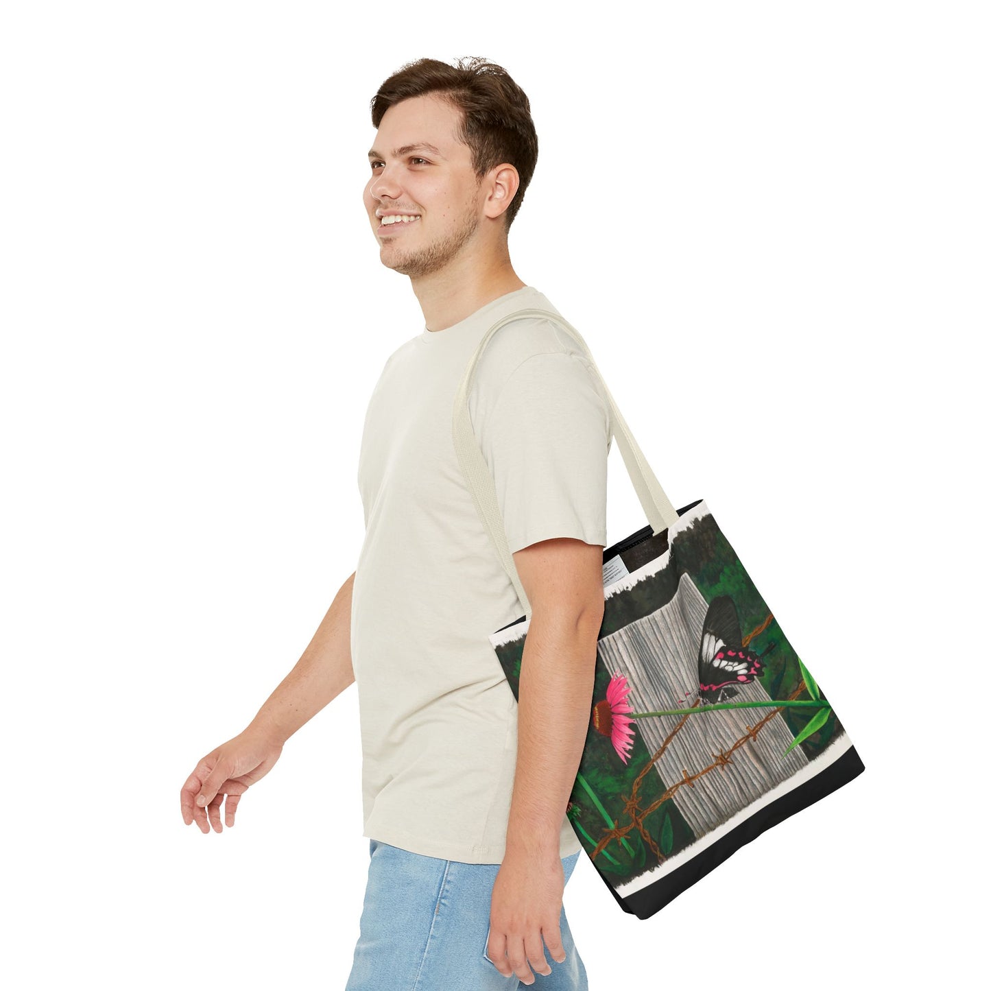 "Fence Post and Butterfly" Western Art Tote Bag
