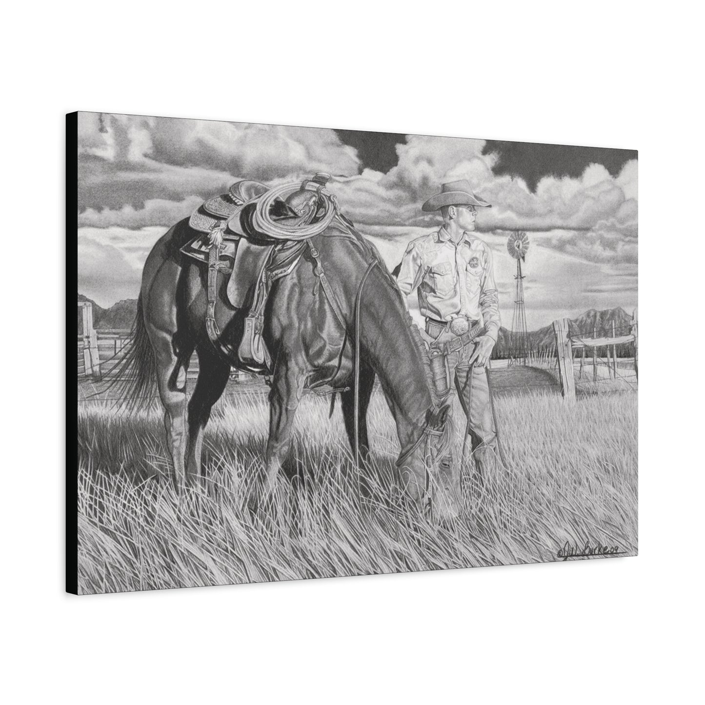 Young Cowboy Dream western art on canvas