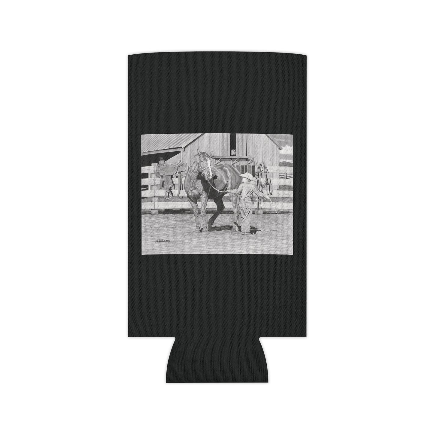 "Tall Task for a little Cowboy" Rustic Cowboy Can Cooler, Western Beverage Sleeve, Outdoor Party Gear, Country-Themed Drink Holder, Ideal for BBQs & Tailgates