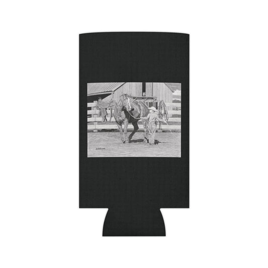 "Tall Task for a little Cowboy" Rustic Cowboy Can Cooler, Western Beverage Sleeve, Outdoor Party Gear, Country-Themed Drink Holder, Ideal for BBQs & Tailgates