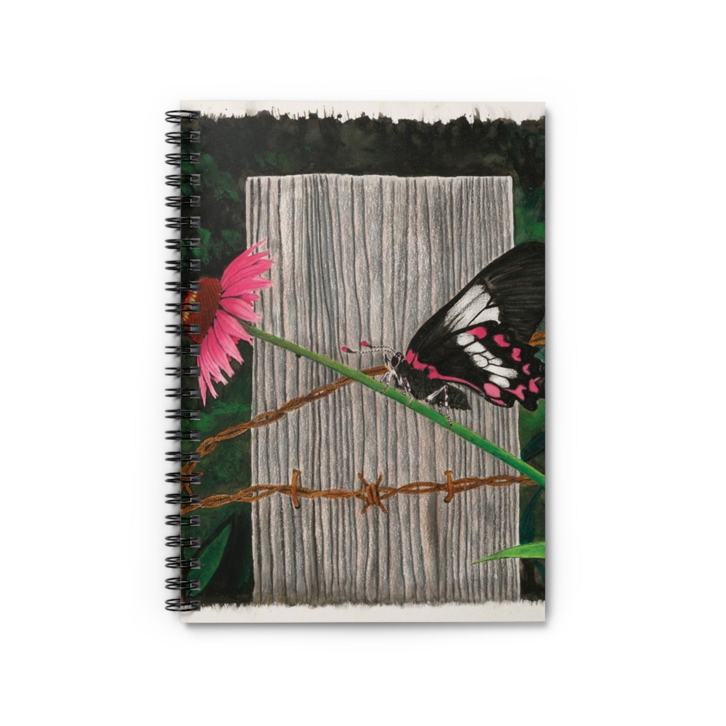 "Fence Post and Butterfly"  Espiral Notebook , Journal for Equestrian Lovers, Western Art Gift, Cowpoke Writing Pad, [...]