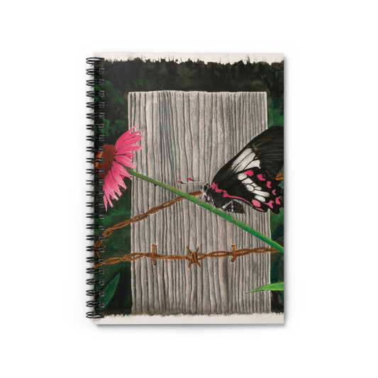 "Fence Post and Butterfly"  Espiral Notebook , Journal for Equestrian Lovers, Western Art Gift, Cowpoke Writing Pad, [...]