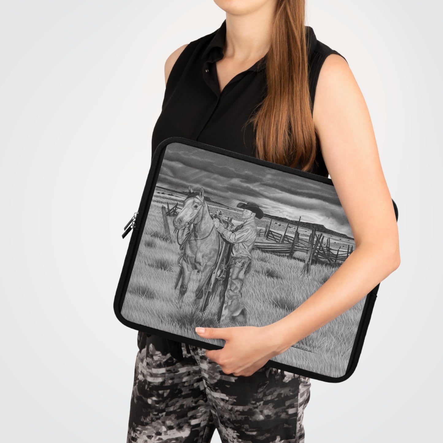Laptop Sleeve, Western Cowpoke Case, Unique Gift for Ranch Lovers, Rodeo Accessories, Durable Tech Cover
