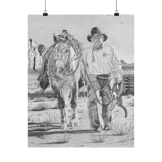 "On The Trail of Outlaw"  Rustic Cowboy Art Print, Western Decor, Country Home Wall Art, Vintage Horse Poster, Matte Vertical Poster