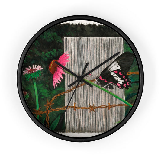 Fenve Post and Butterfly  Cowboy Wall Clock - Vintage Farmhouse Decor, Western Theme Timepiece, Country Home Accent, Horse Lover Gift, Unique Wall Art