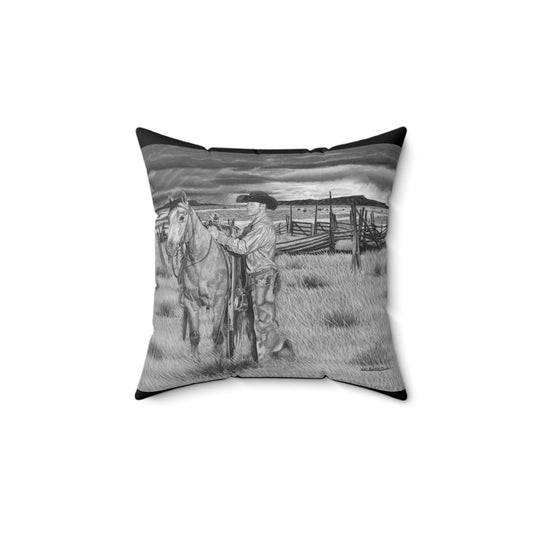 The Coming  Storm Rustic Cowboy Decor Pillow, Western Home Accent, Farmhouse Throw Pillow, Gift for Horse Lovers, Country Style Cushion