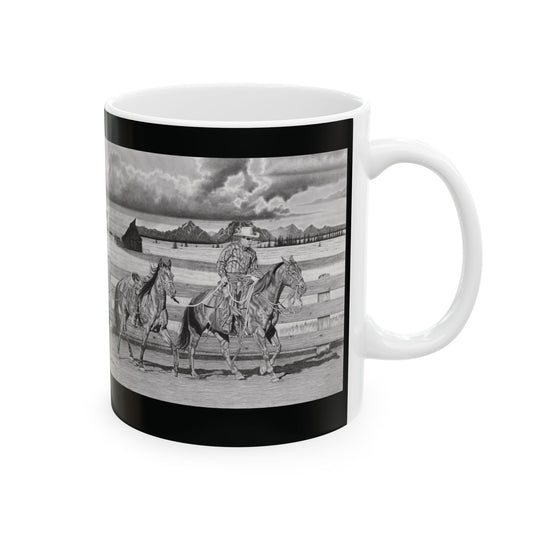 "The Gift Named Storm" Rustic Cowboy Ceramic Mug, Horse Lover Gift, Western Decor, Vintage Coffee Cup, Unique Rancher Mug, Horseback Riding Enthusiast