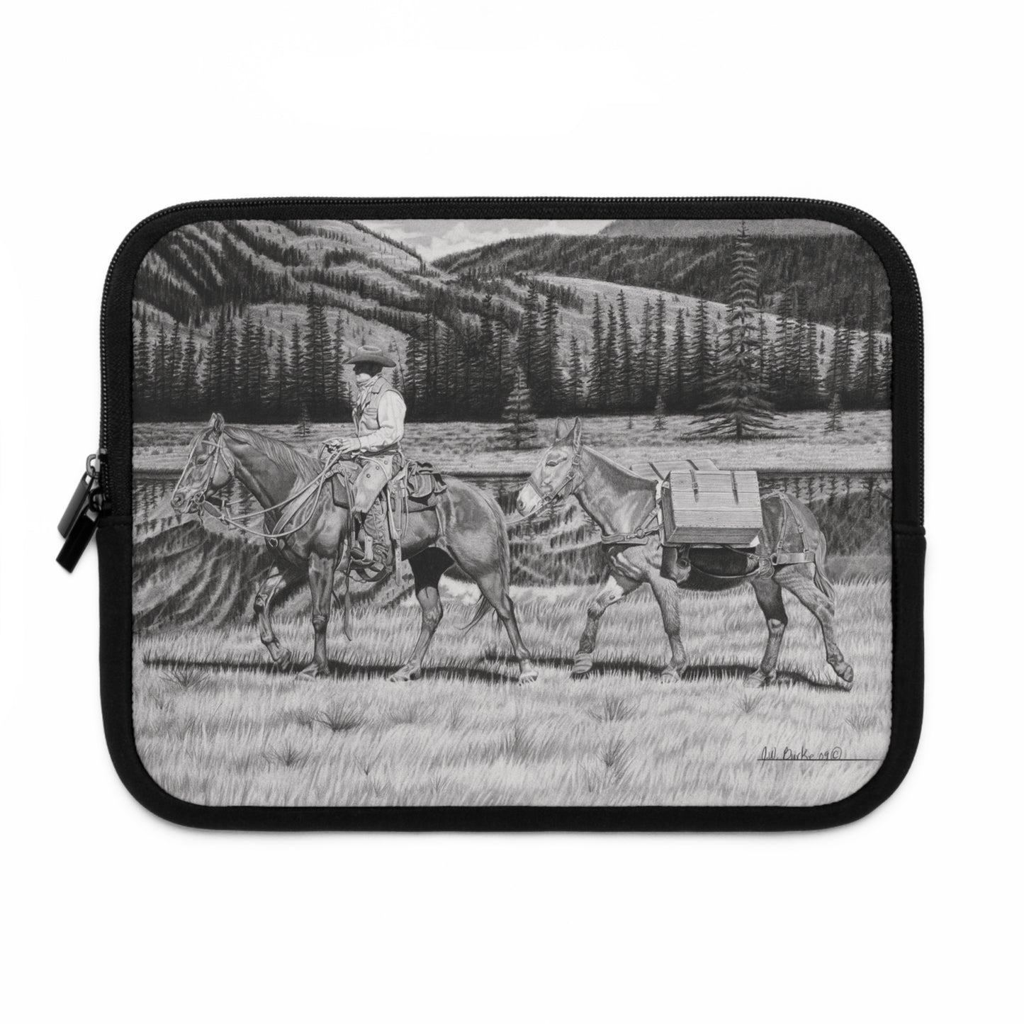 "Still Day on The Trail" Rustic Cowboy Laptop Sleeve, Western Cowpoke Case, Unique Gift for Ranch Lovers, Rodeo Accessories, Durable Tech Cover