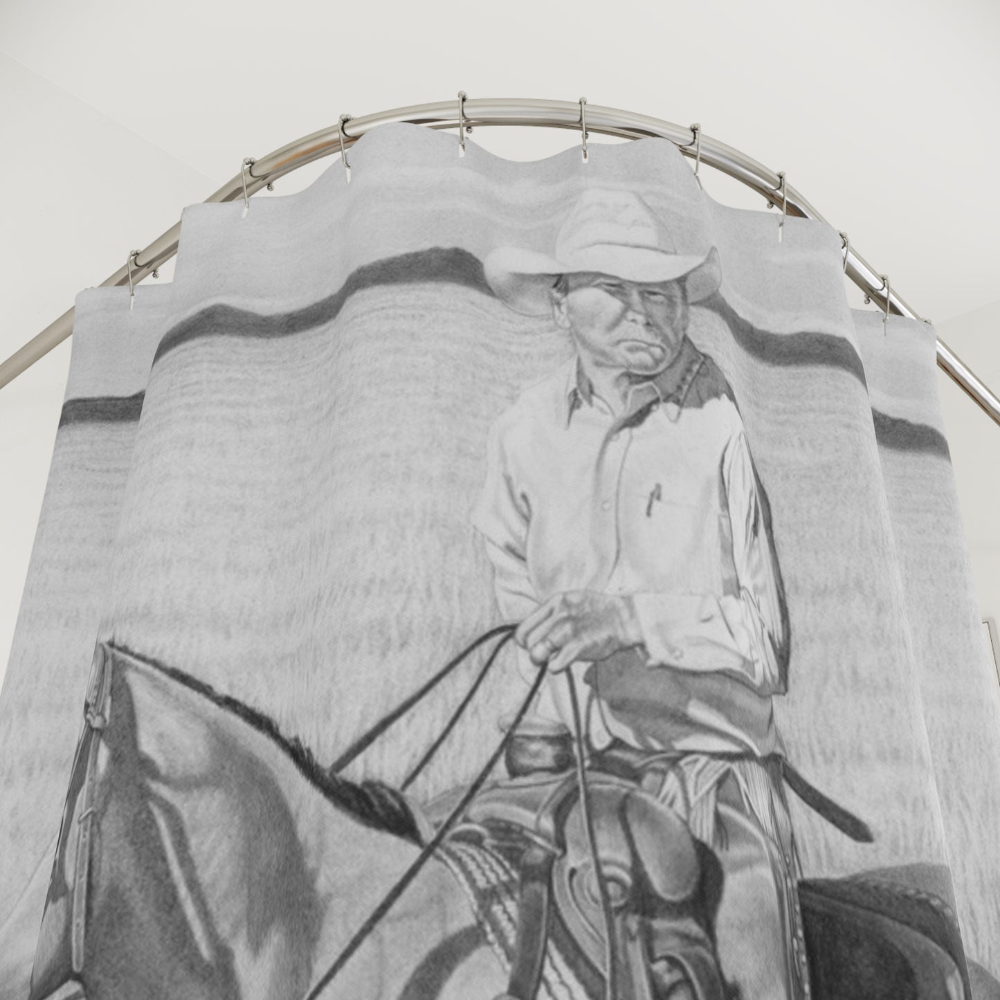 Hot day on the Job Shower Curtain — Native American Chief & Bald Eagle Bathroom Decor