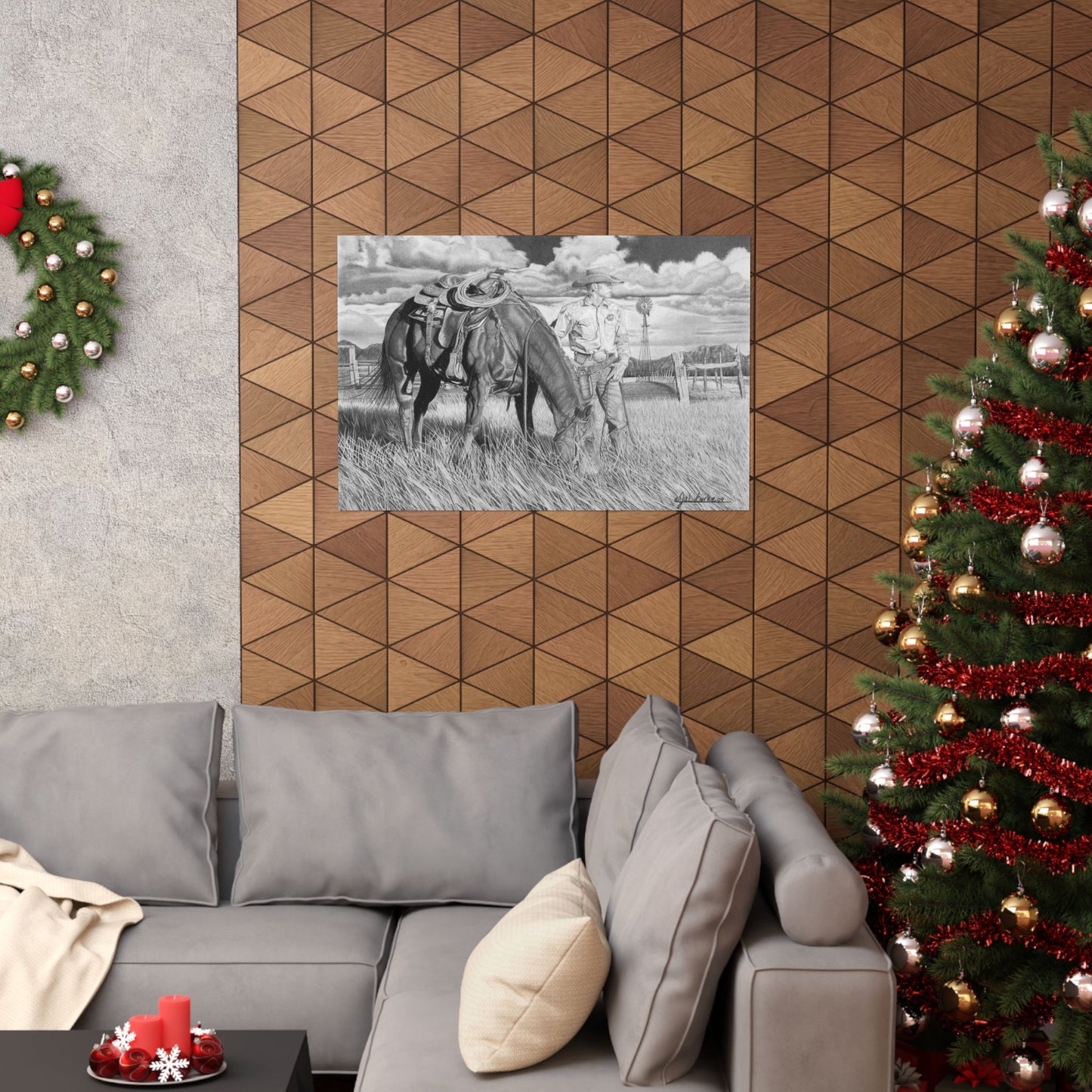 Young Cowboy Dream Rustic Cowboy Art Print | Western Decor | Framed Wall Art, Matte Horizontal Posters, Country Home, Gift for Horse Lovers