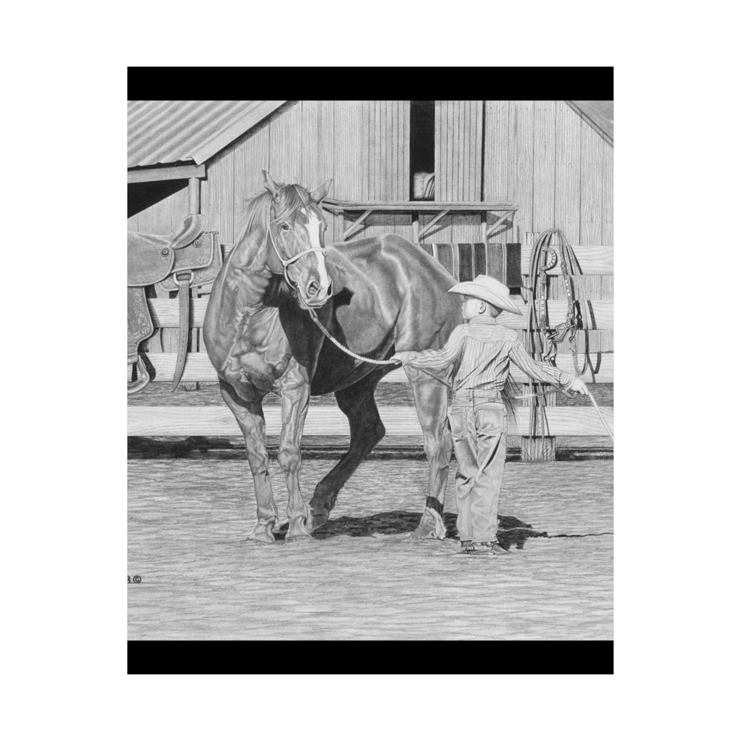 "Tall Task for a little Cawboy" Matte Vertical Posters