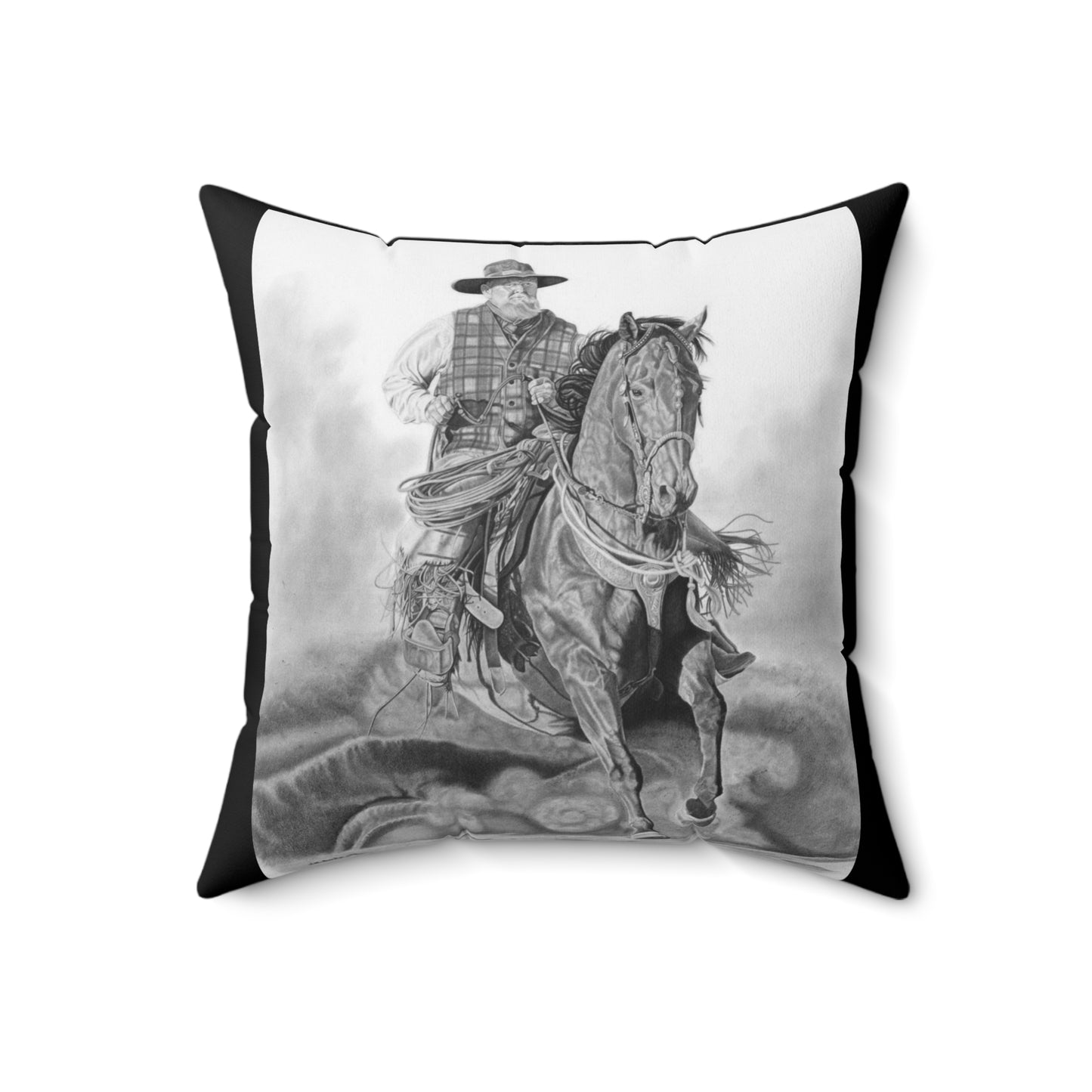 "Trouble Up Ahead" Cowboy Decor Pillow, Western Home Accent, Farmhouse Throw Pillow, Gift for Horse Lovers, Country Style Cushion