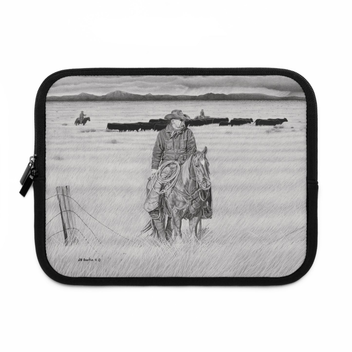 "The Passing Storm" Rustic Cowboy Laptop Sleeve, Western Cowpoke Case, Unique Gift for Ranch Lovers, Rodeo Accessories, Durable Tech Cover