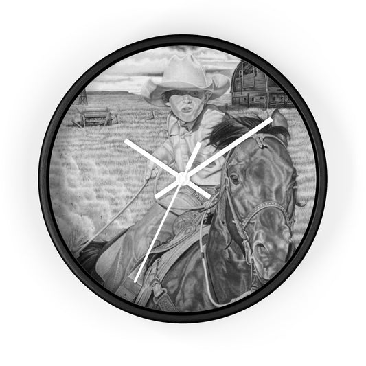 Wall Clock - Vintage Farmhouse Decor, Western Theme Timepiece, Country Home Accent, Horse Lover Gift, Unique Wall Art