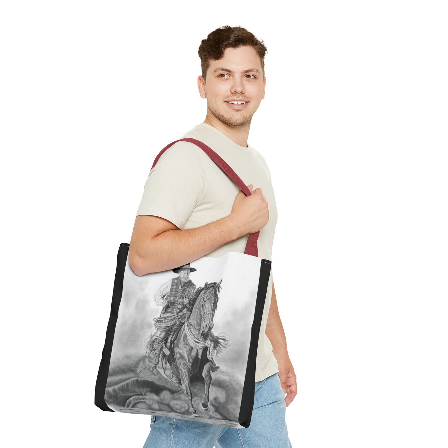 "Trouble  Up Ahead" Tote Bag, Western Style Shopping Tote, Equestrian Gift, Farmhouse Decor, Horse Lover Accessory