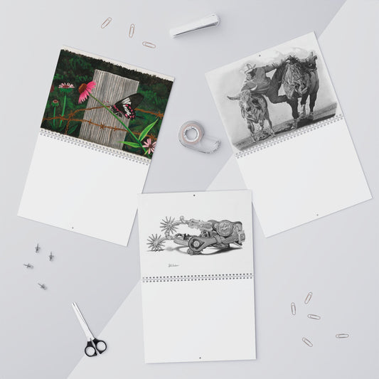 Western Cowboy Sketches Wall Calendar 2026, Horse Ranch Art Calendar
