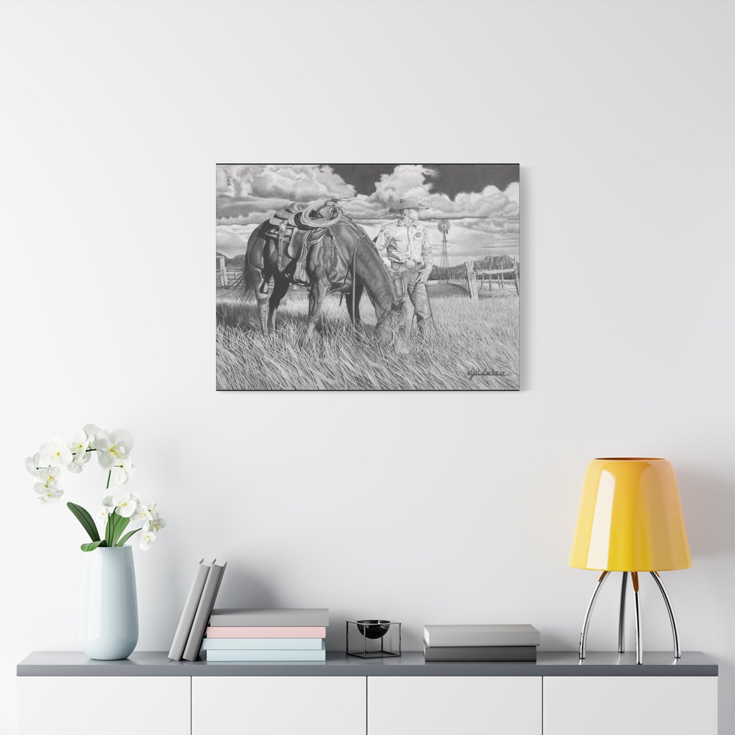 Young Cowboy Dream western art on canvas
