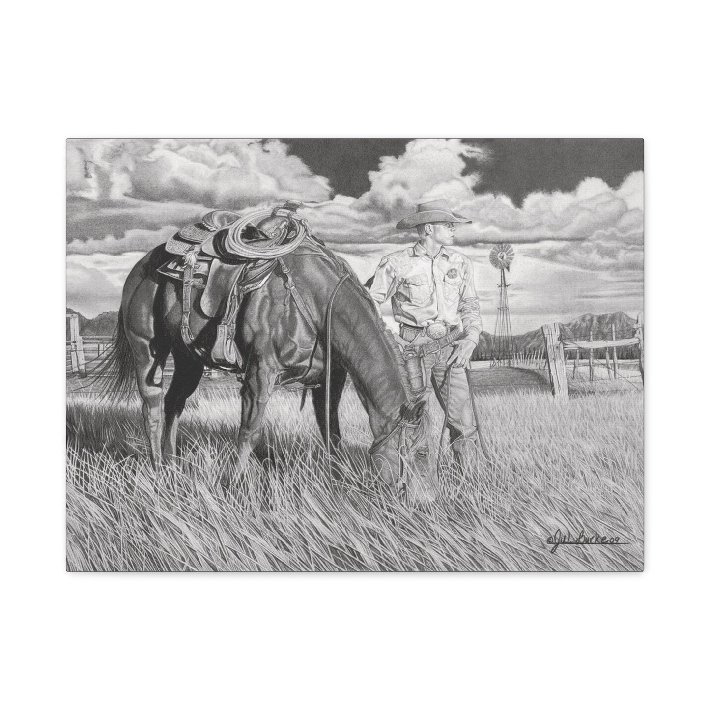 Young Cowboy Dream western art on canvas