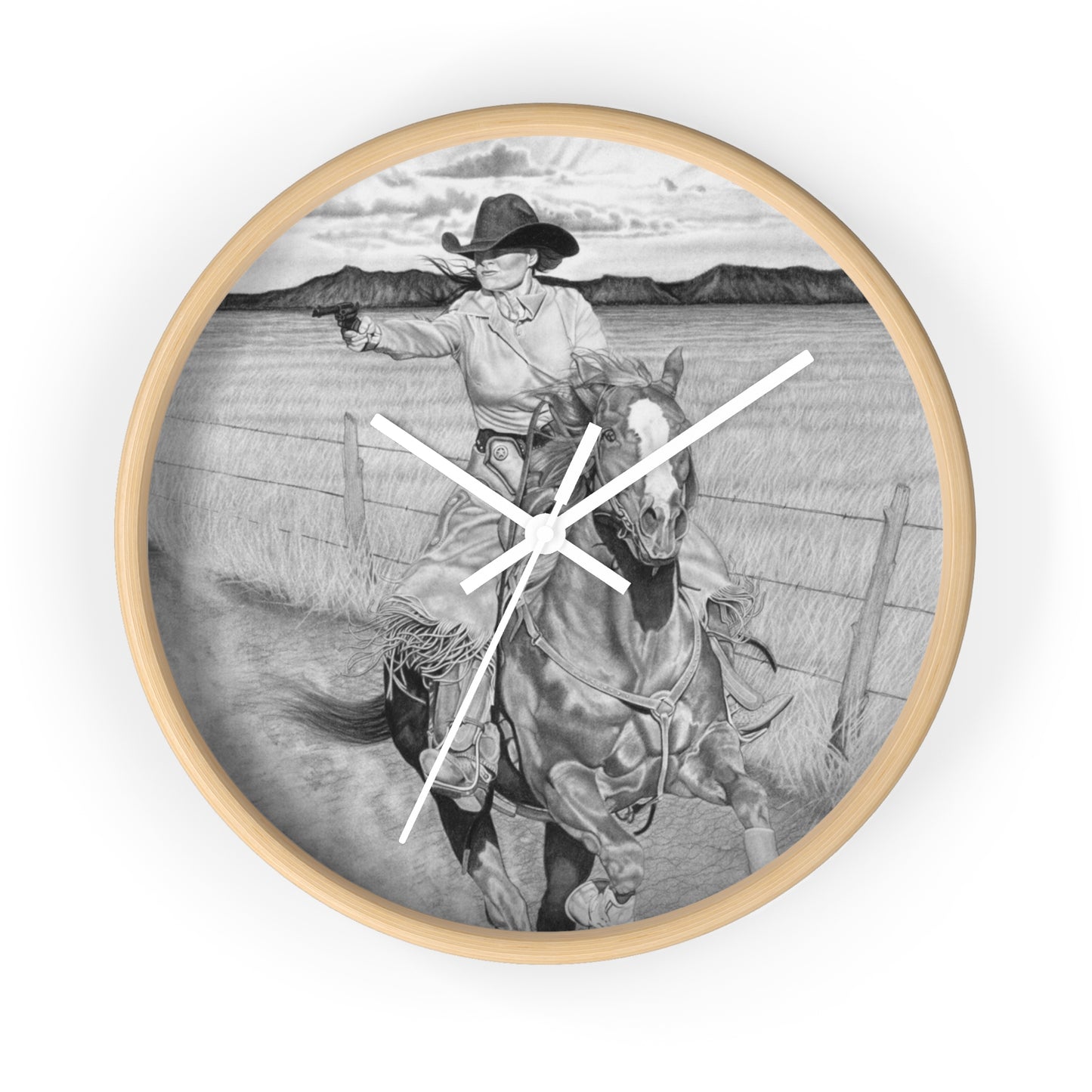 Wall Clock - Vintage Farmhouse Decor, Western Theme Timepiece, Country Home Accent, Horse Lover Gift, Unique Wall Art