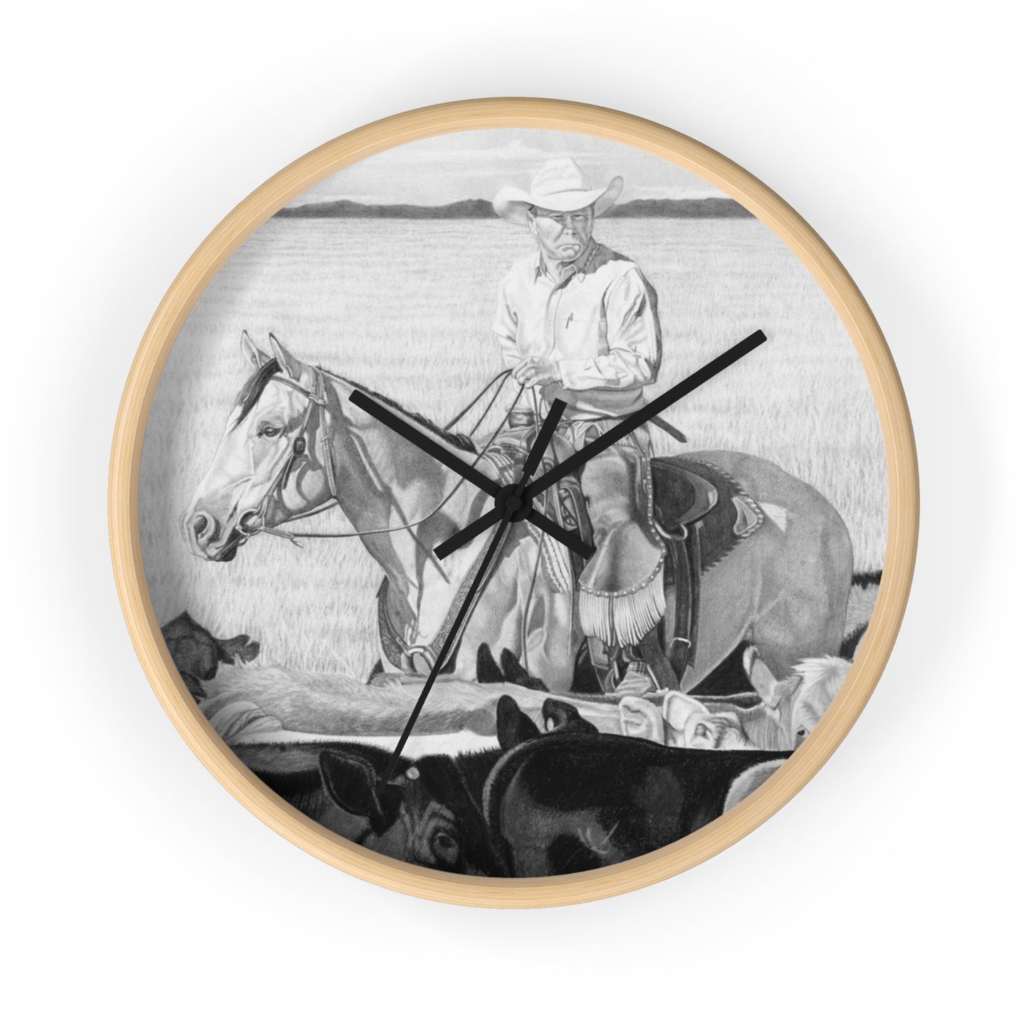Wall Clock - Vintage Farmhouse Decor, Western Theme Timepiece, Country Home Accent, Horse Lover Gift, Unique Wall Art