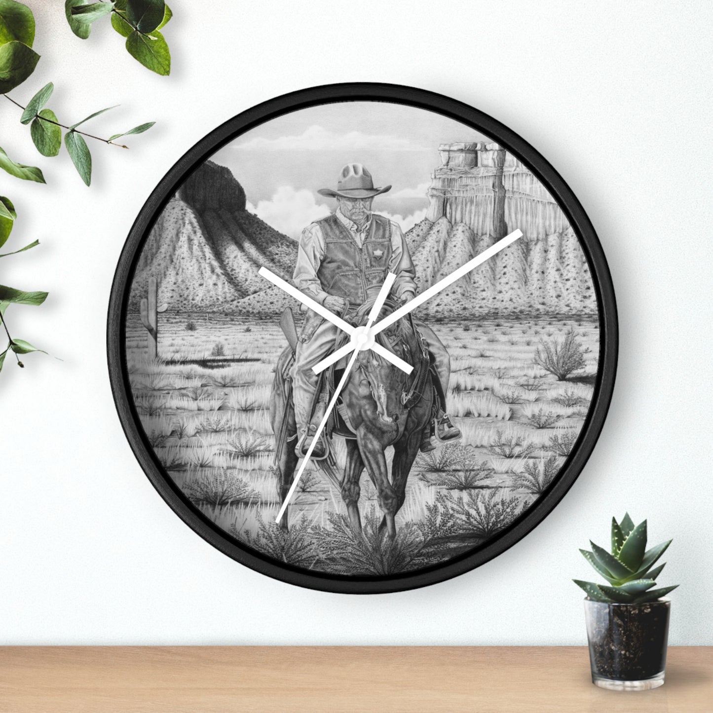 Wall Clock - Vintage Farmhouse Decor, Western Theme Timepiece, Country Home Accent, Horse Lover Gift, Unique Wall Art