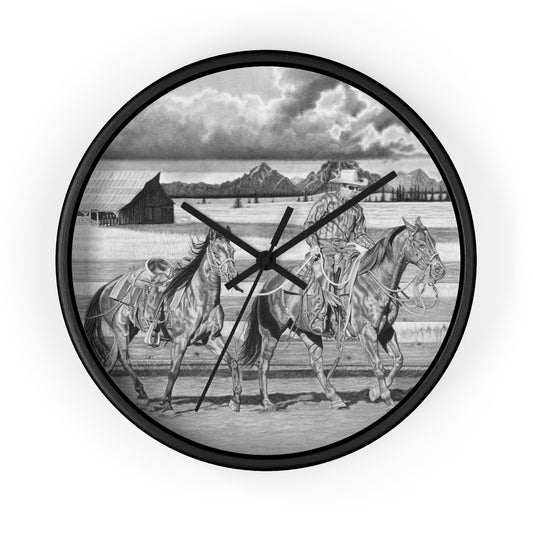 Wall Clock - Vintage Farmhouse Decor, Western Theme Timepiece, Country Home Accent, Horse Lover Gift, Unique Wall Art